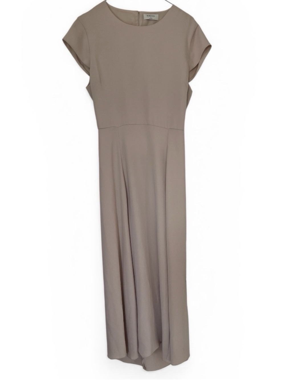 Babaton Hamptons Dress Size 4 Midi Maxi Champagne Taupe Open Back Elegant